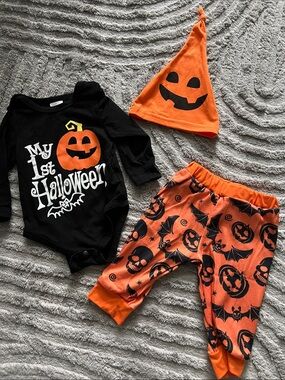 My 1st Halloween Pumpkin Baby Set - Black & Orange